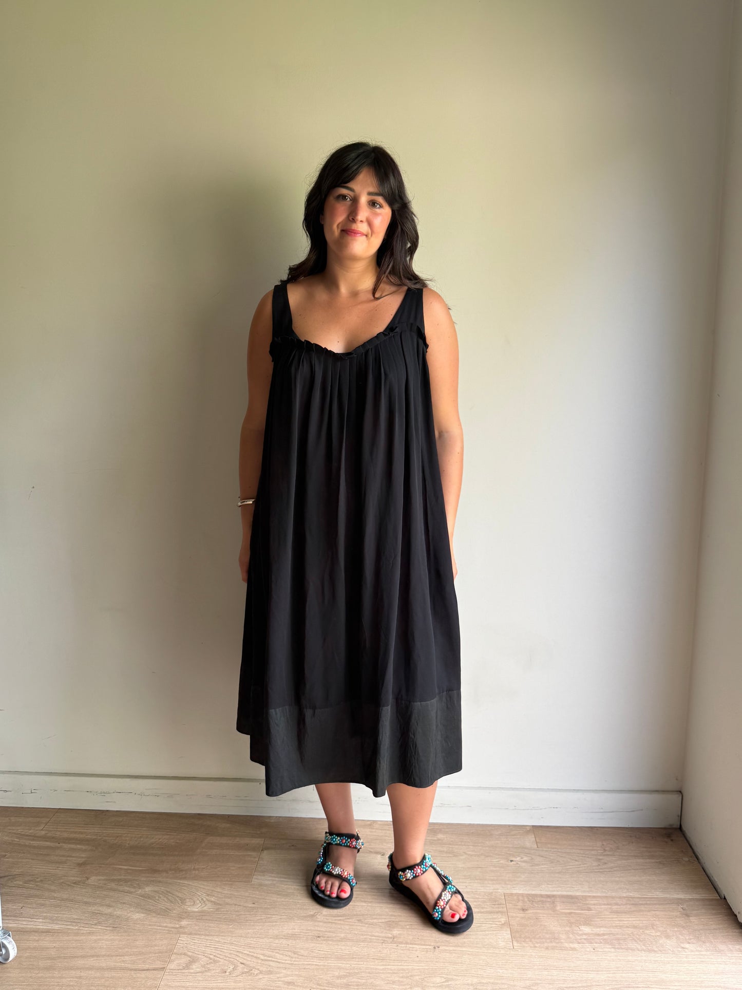 Vintage Nicole Farhi Pure Silk Pleated Panel Dress, 16