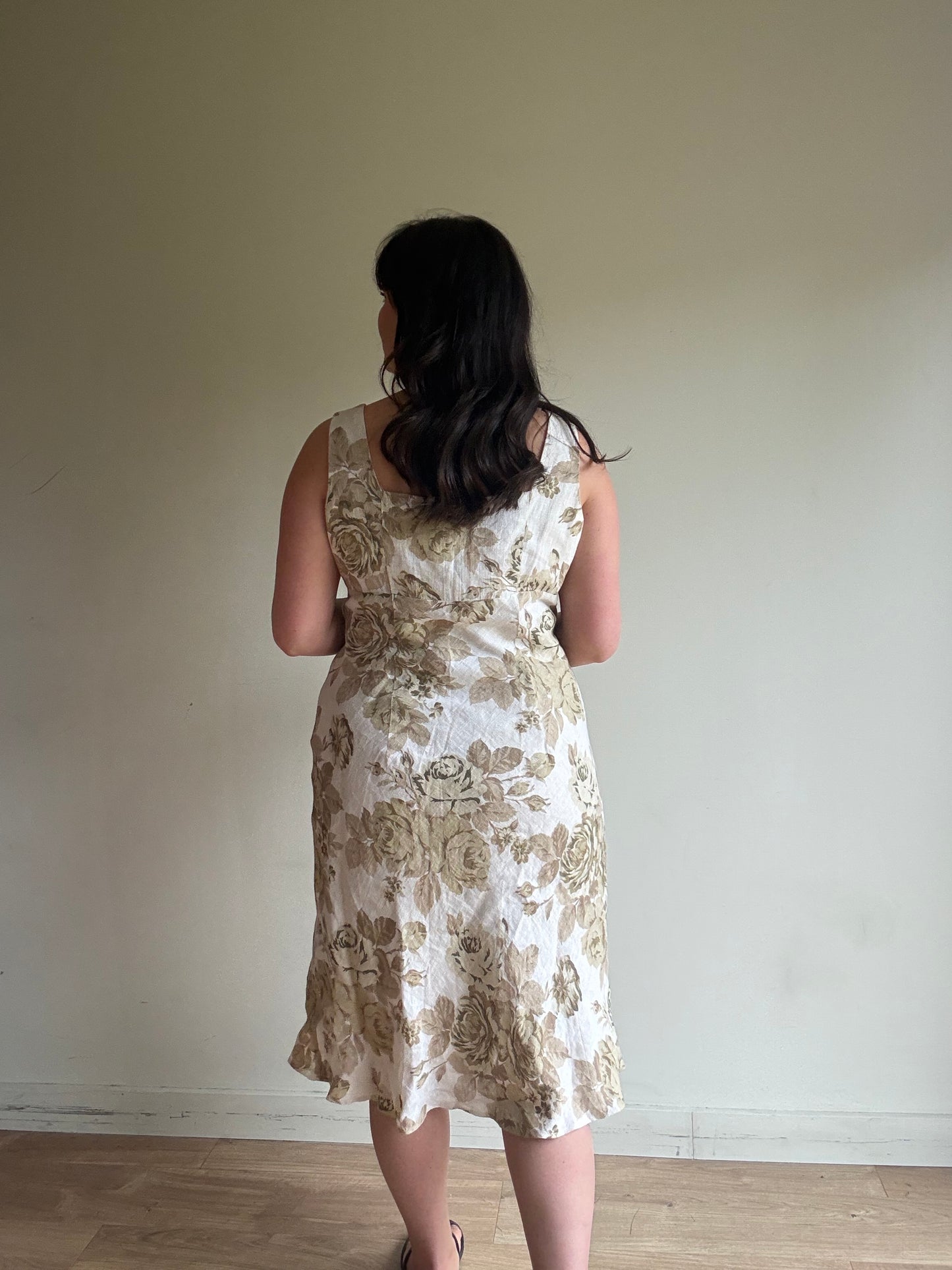 Vintage Planet Floral Linen Dress, 14