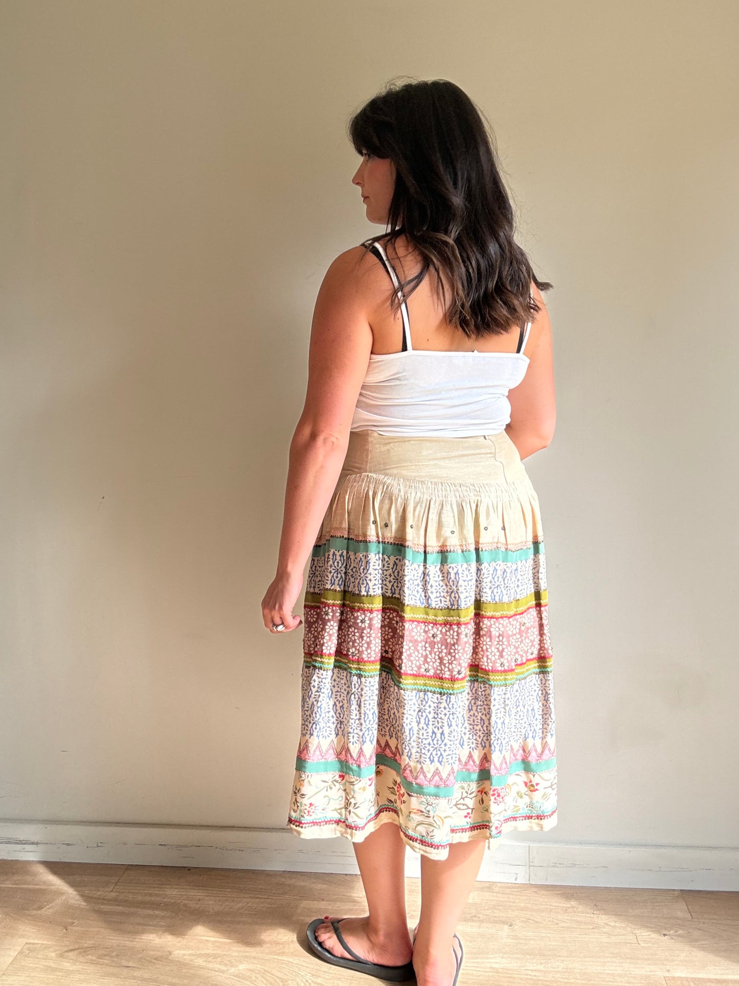Megan Park Silk Printed Midi Skirt, M (Copy)