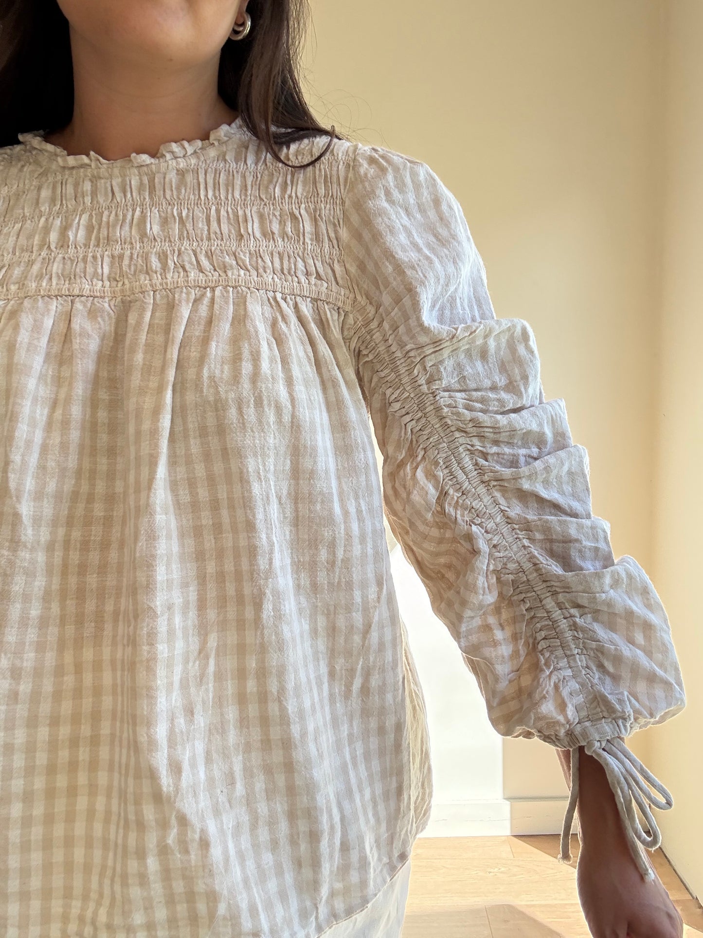Gingham Cotton Linen Top, 12-14