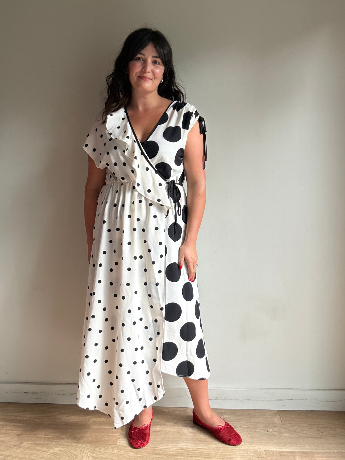Topshop Polka Dot Contrast Wrap Dress, 16