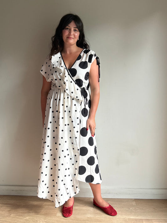 Topshop Polka Dot Contrast Wrap Dress, 16