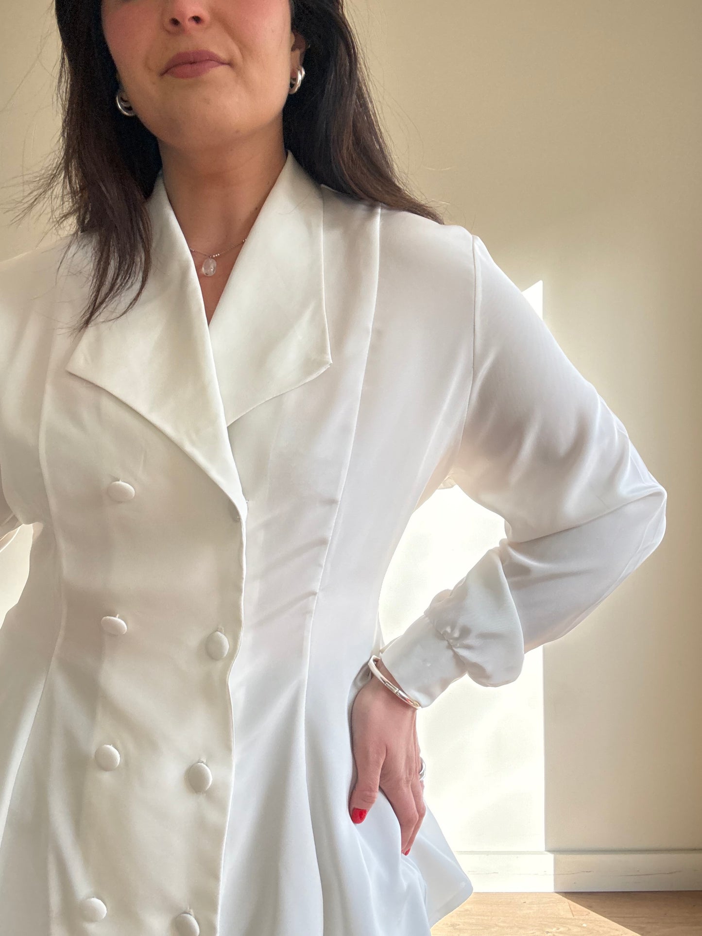 Vintage Button Up Tie Back Blouse, L