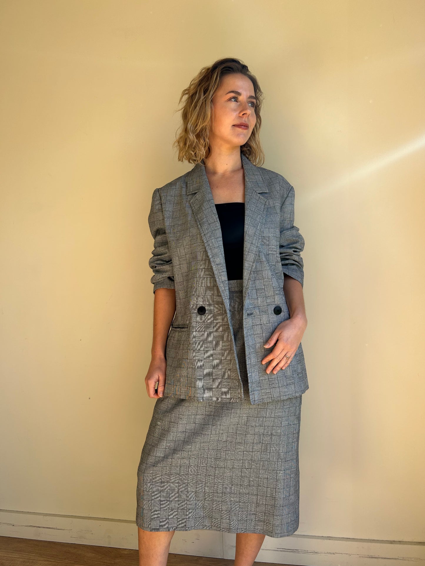 80’s Kays Vintage Check Skirt Suit, 8-10