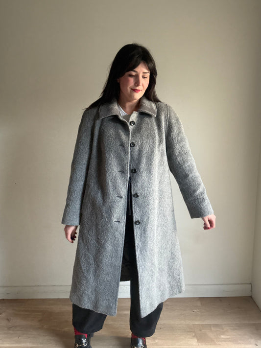 Vintage Mohair Grey Coat, Size M/L