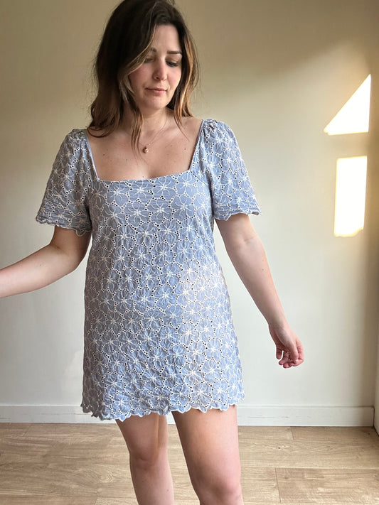 Zara Embroidered Mini Dress - Size L