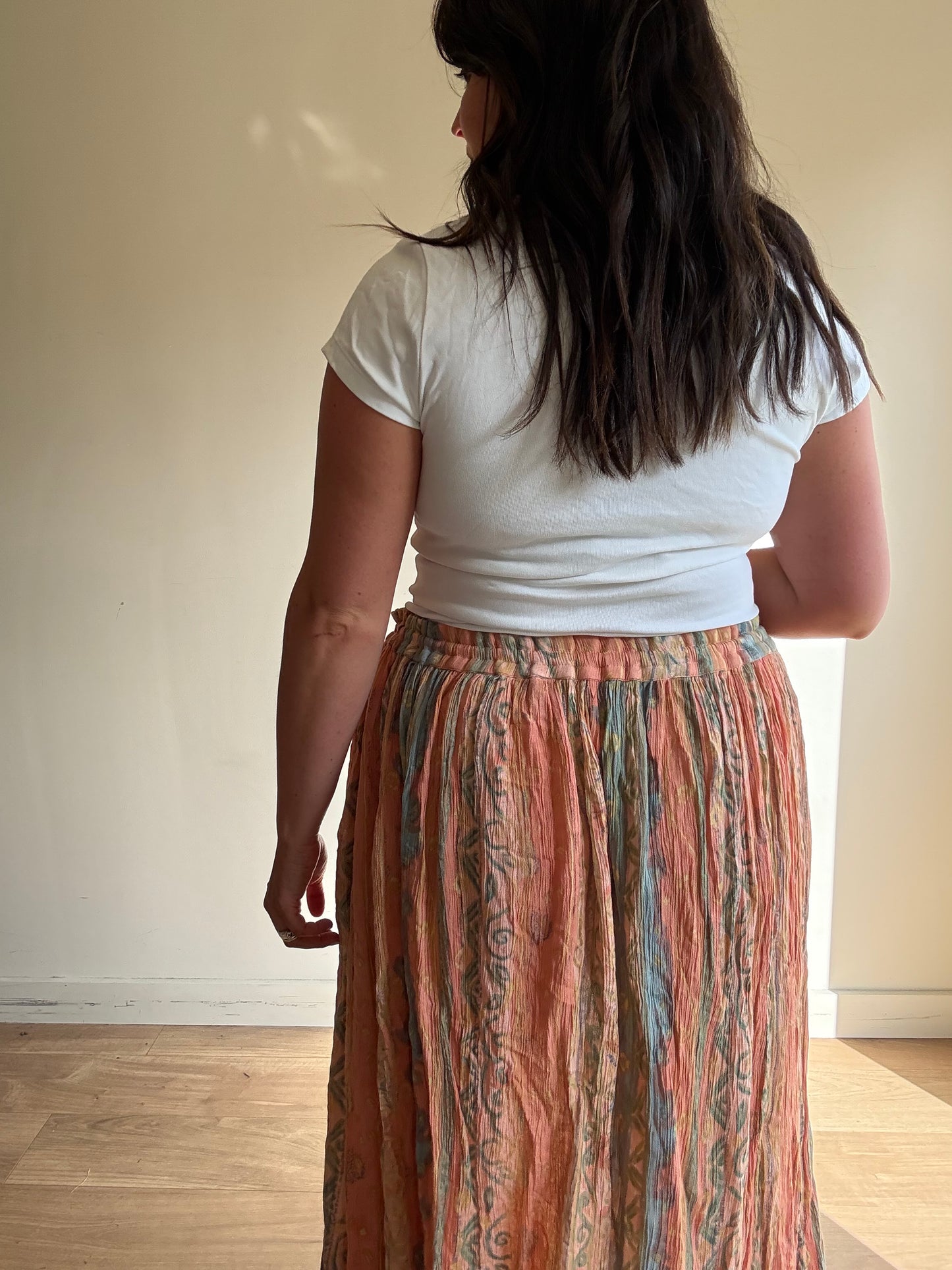 Vintage Orvis Printed Crinkle Skirt, XL