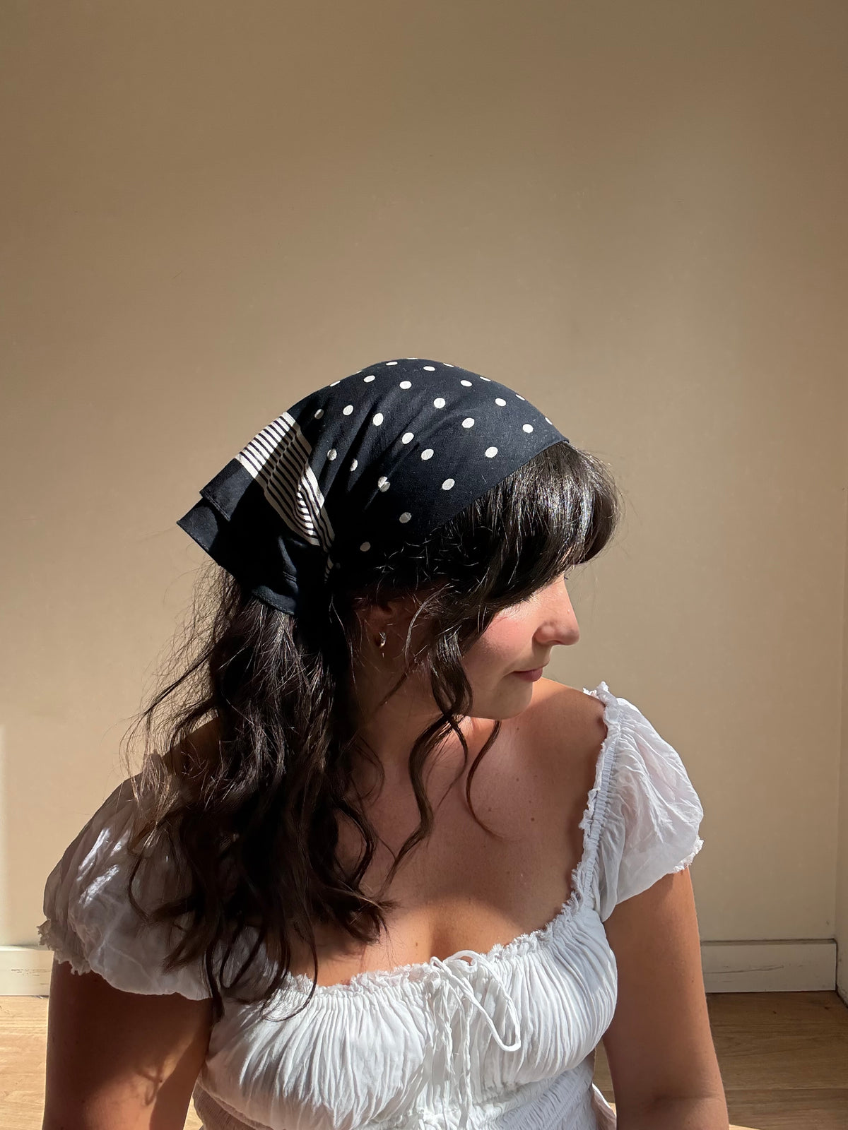 Vintage Cotton Square Bandana Scarf, One Size