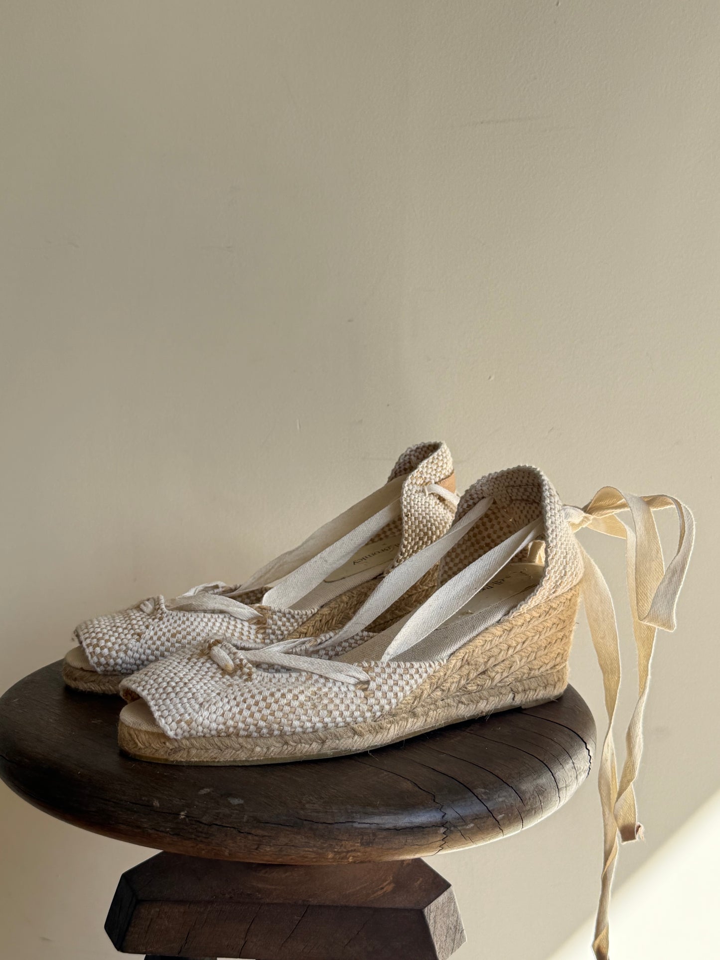 Russell & Bromley Woven Cotton Espadrille Wedges, 38