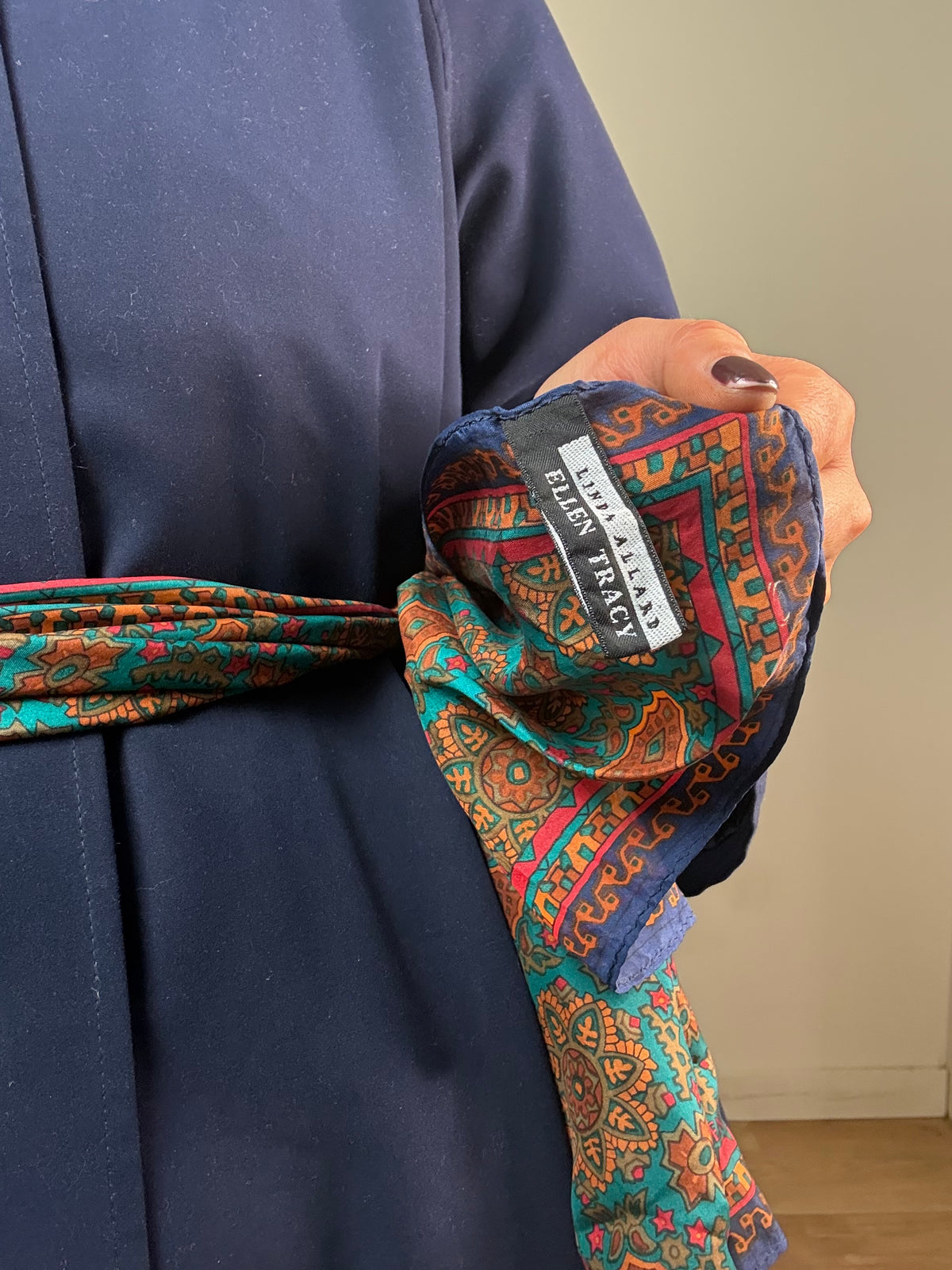 Vintage Silk Long Skinny Scarf