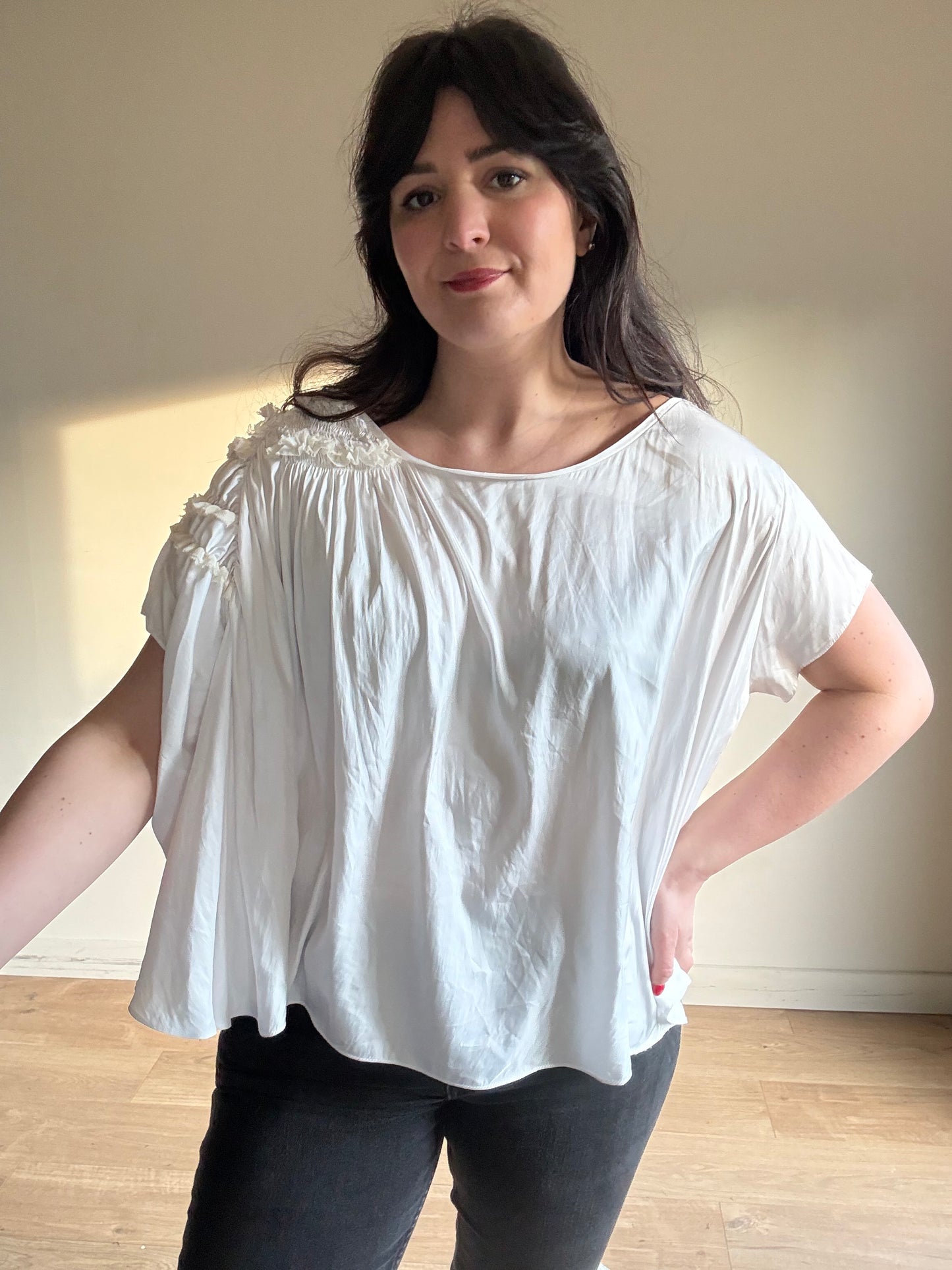 All Saints Silk Ruffle Top, 12