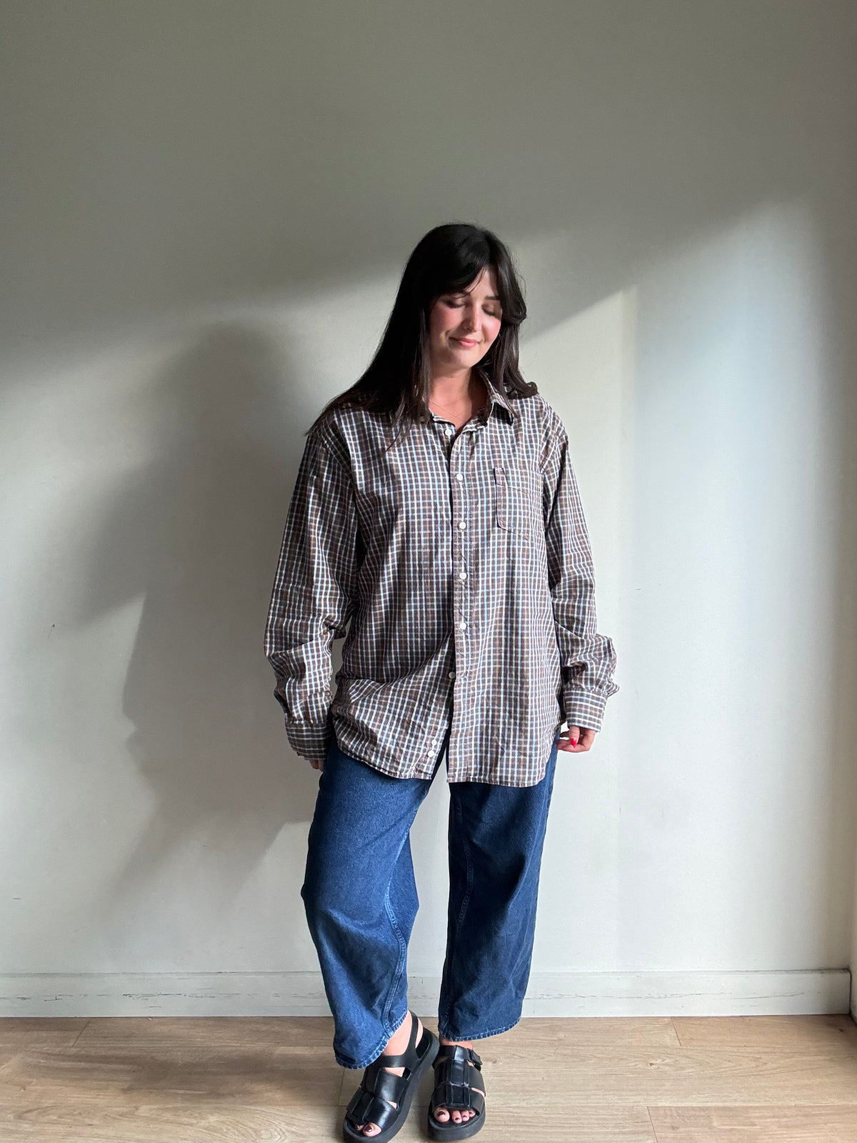 Vintage Checked Oversized Shirt, XL