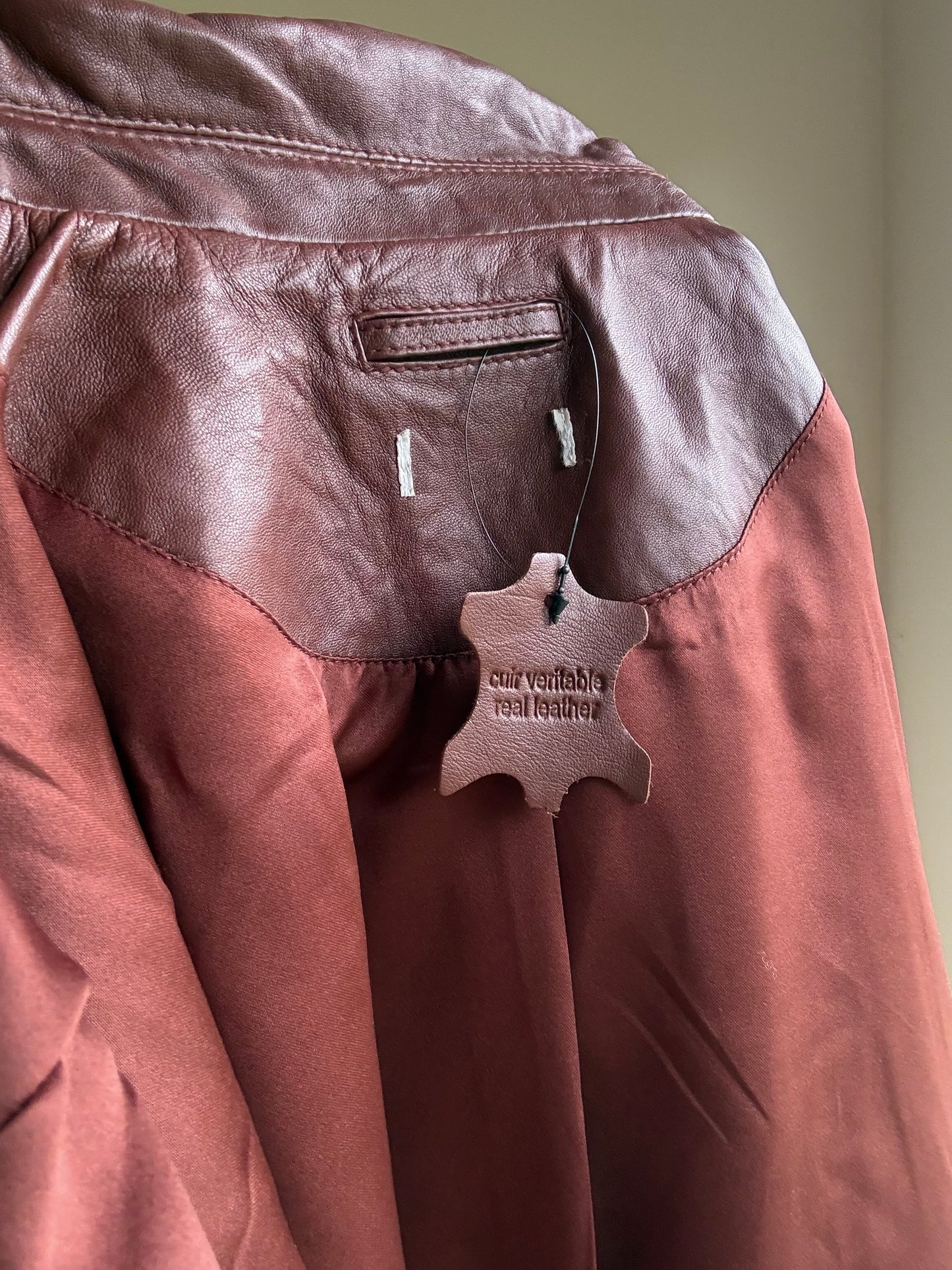 Genuine Leather Biker Bomber Jacket, XL