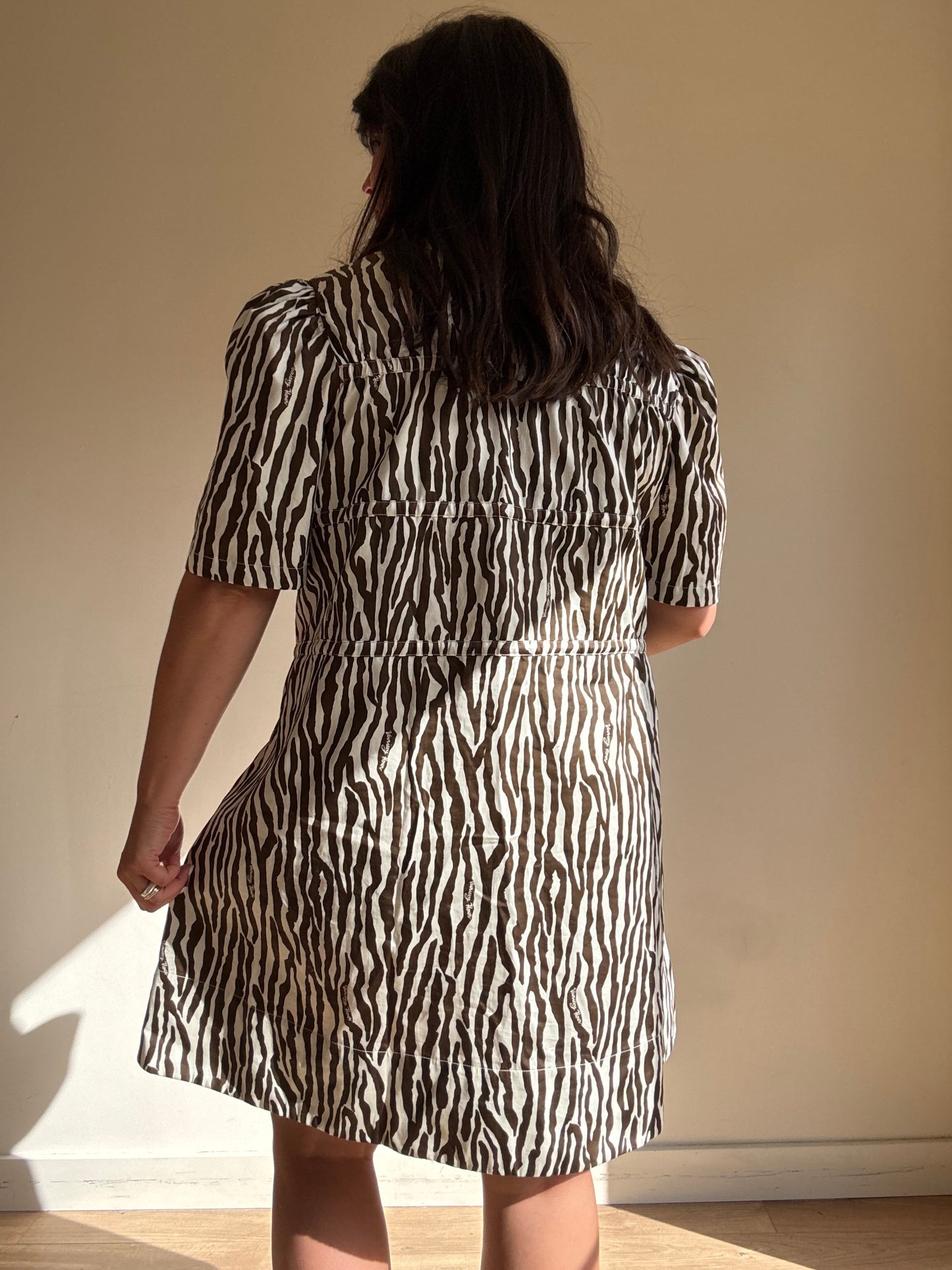 Variety Hour Zebra Tie Up Mini Dress, XL