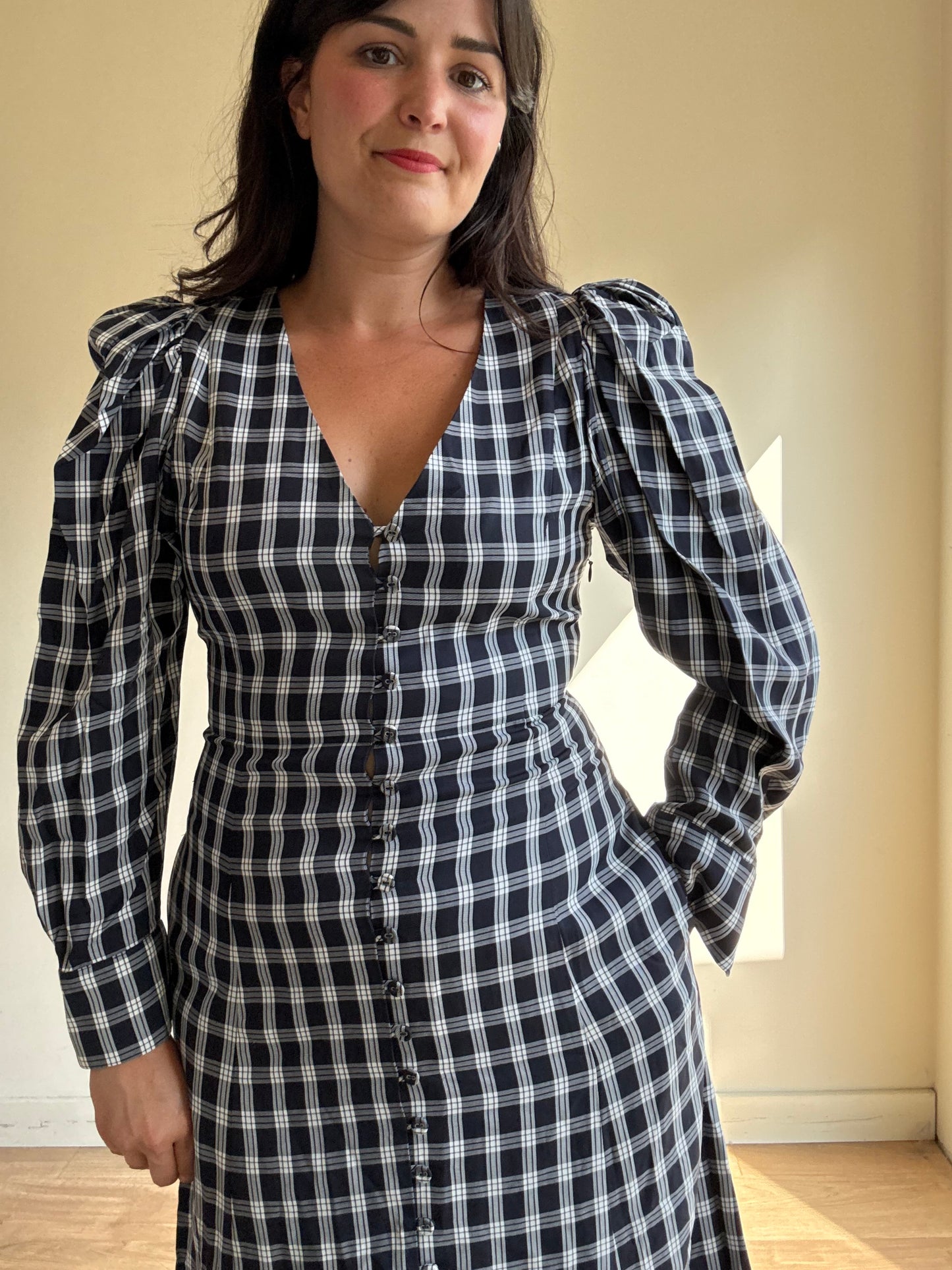 Mr Larkin Check Button Up Maxi Dress, L