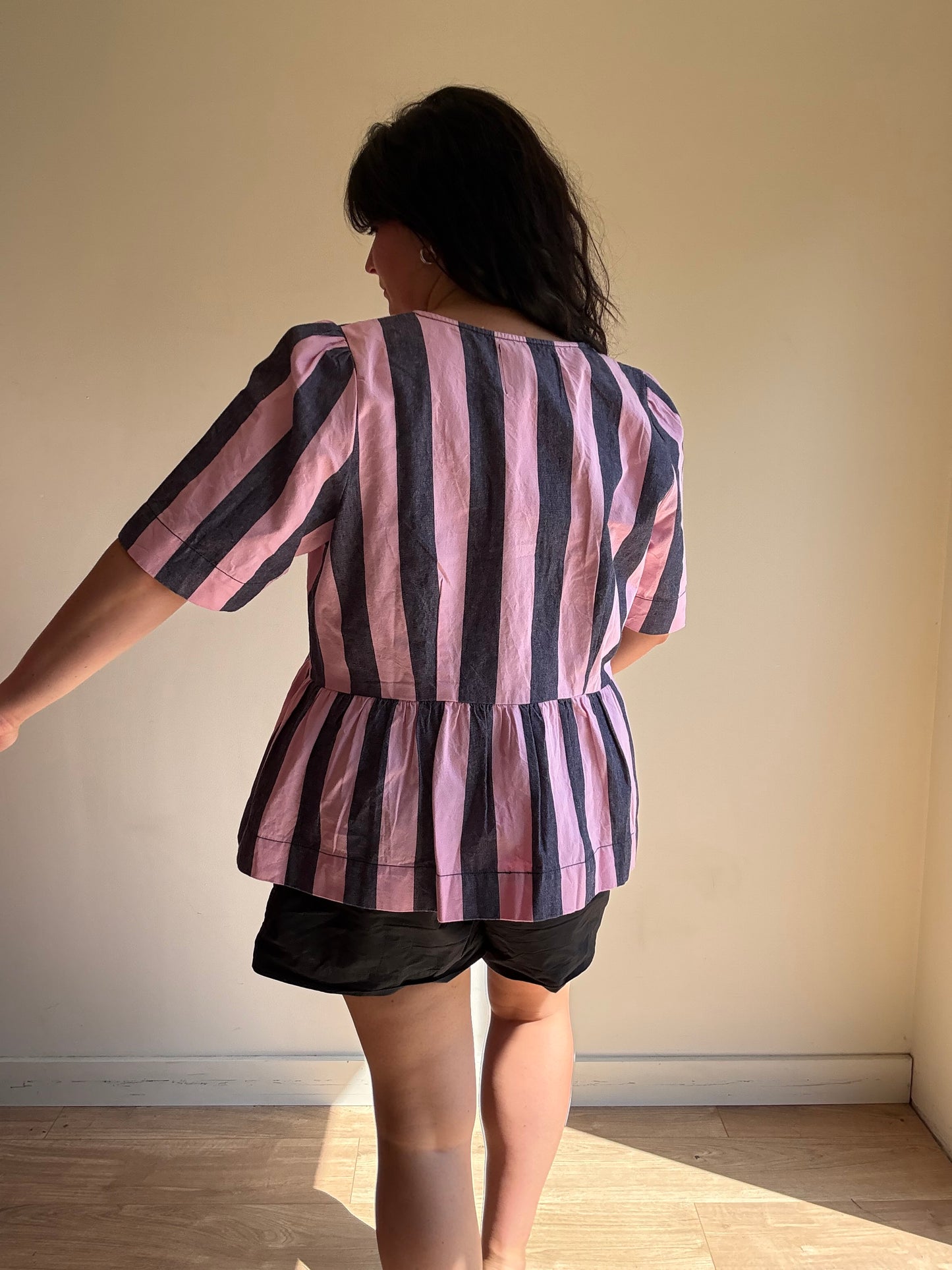 Damson Madder NEW Philly Peplum Stripe Blouse, 20