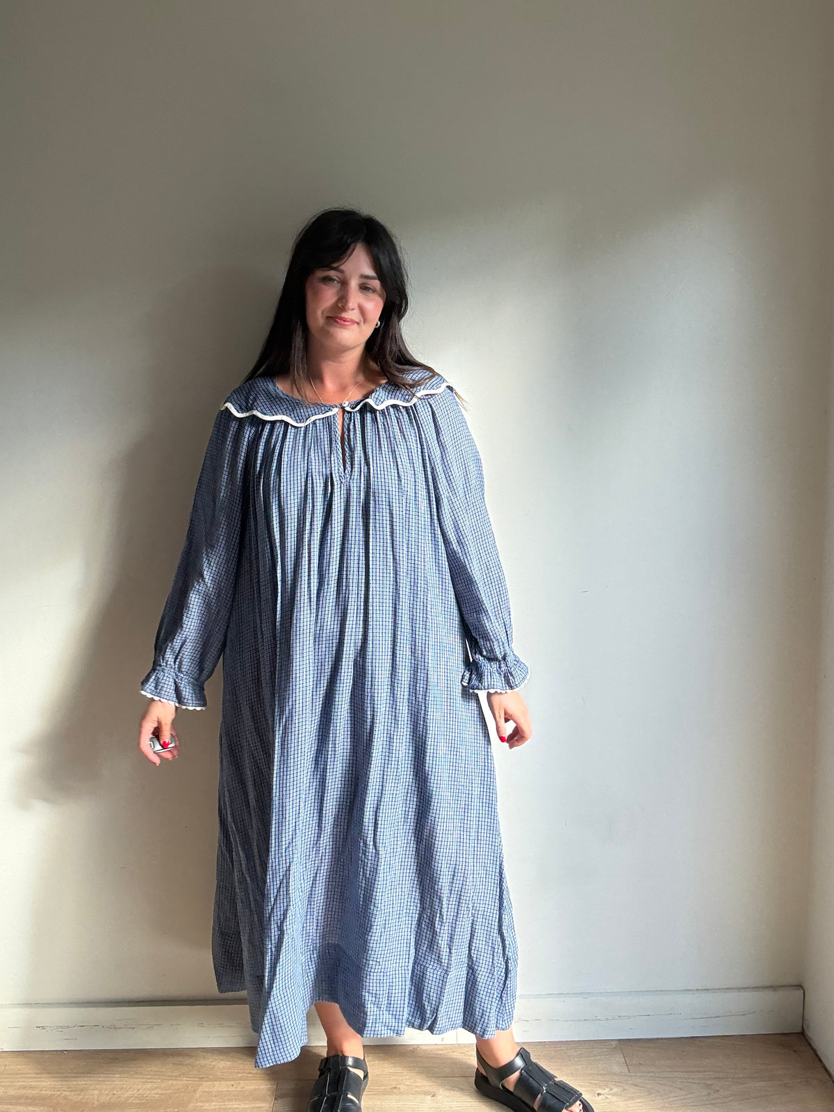 If Only If Check Cotton Dress, Size 1