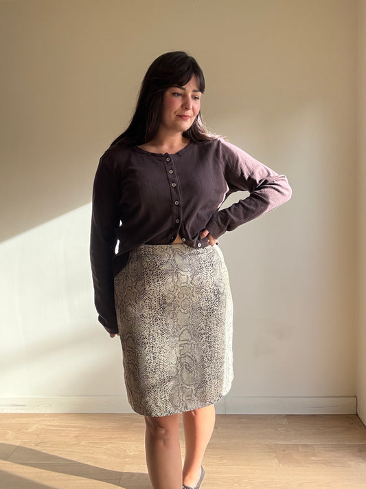 Vintage Snakeprint Straight Skirt, 12-14