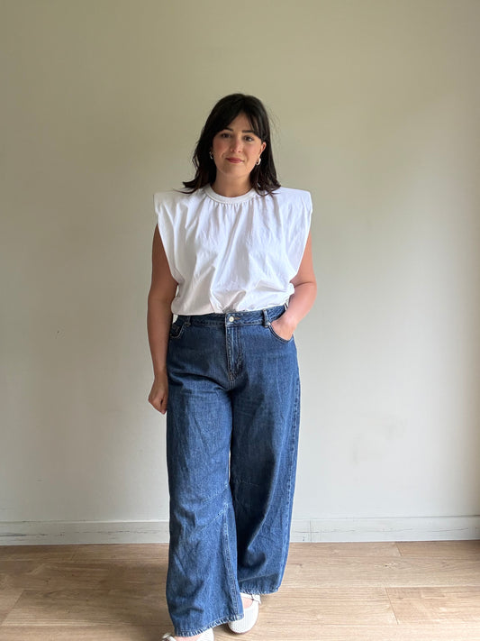Mid Blue Aligne Markus Barrell Leg Jeans, 16