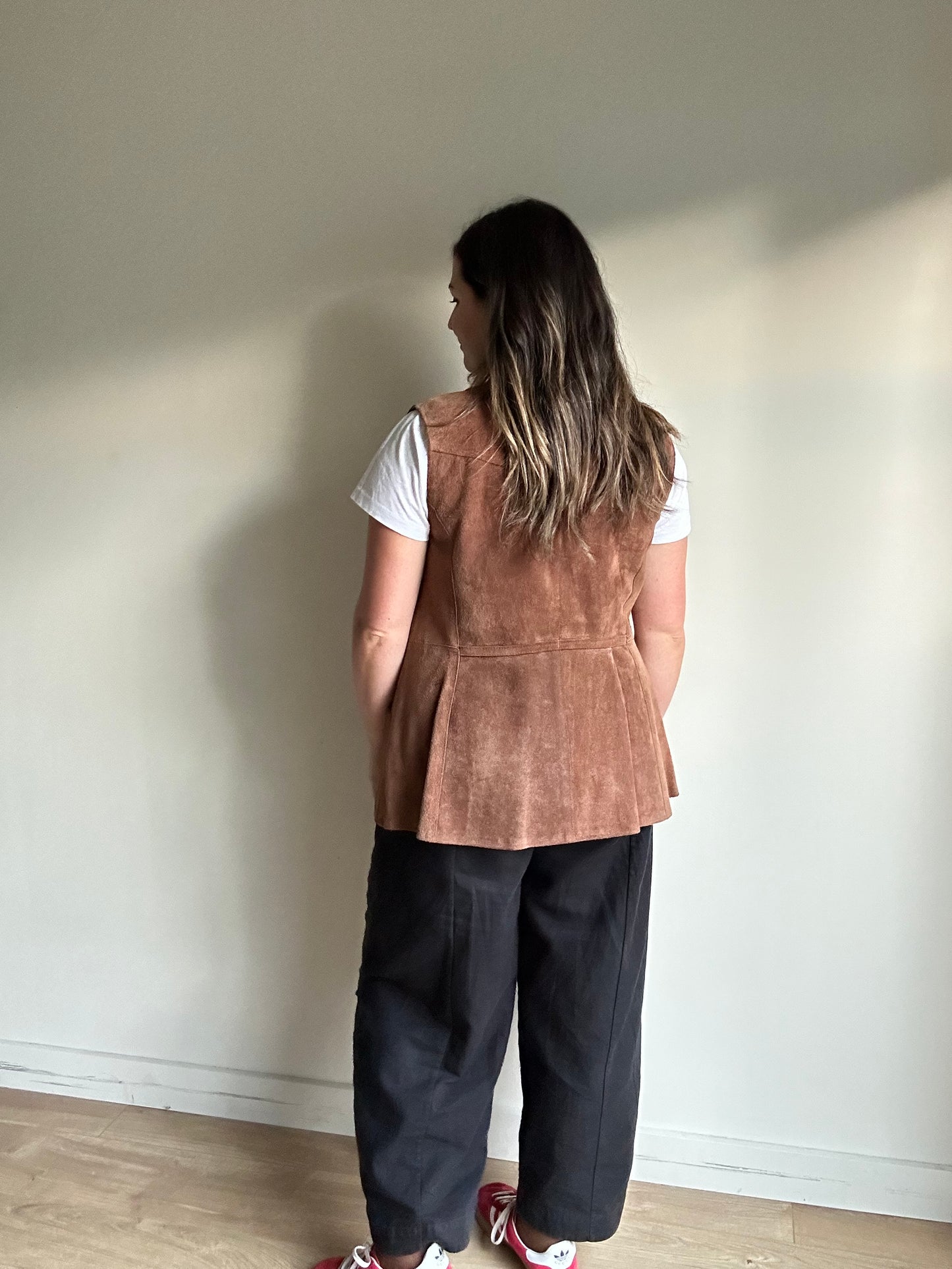 Brown Vintage Genuine Suede Waistcoat, M-L