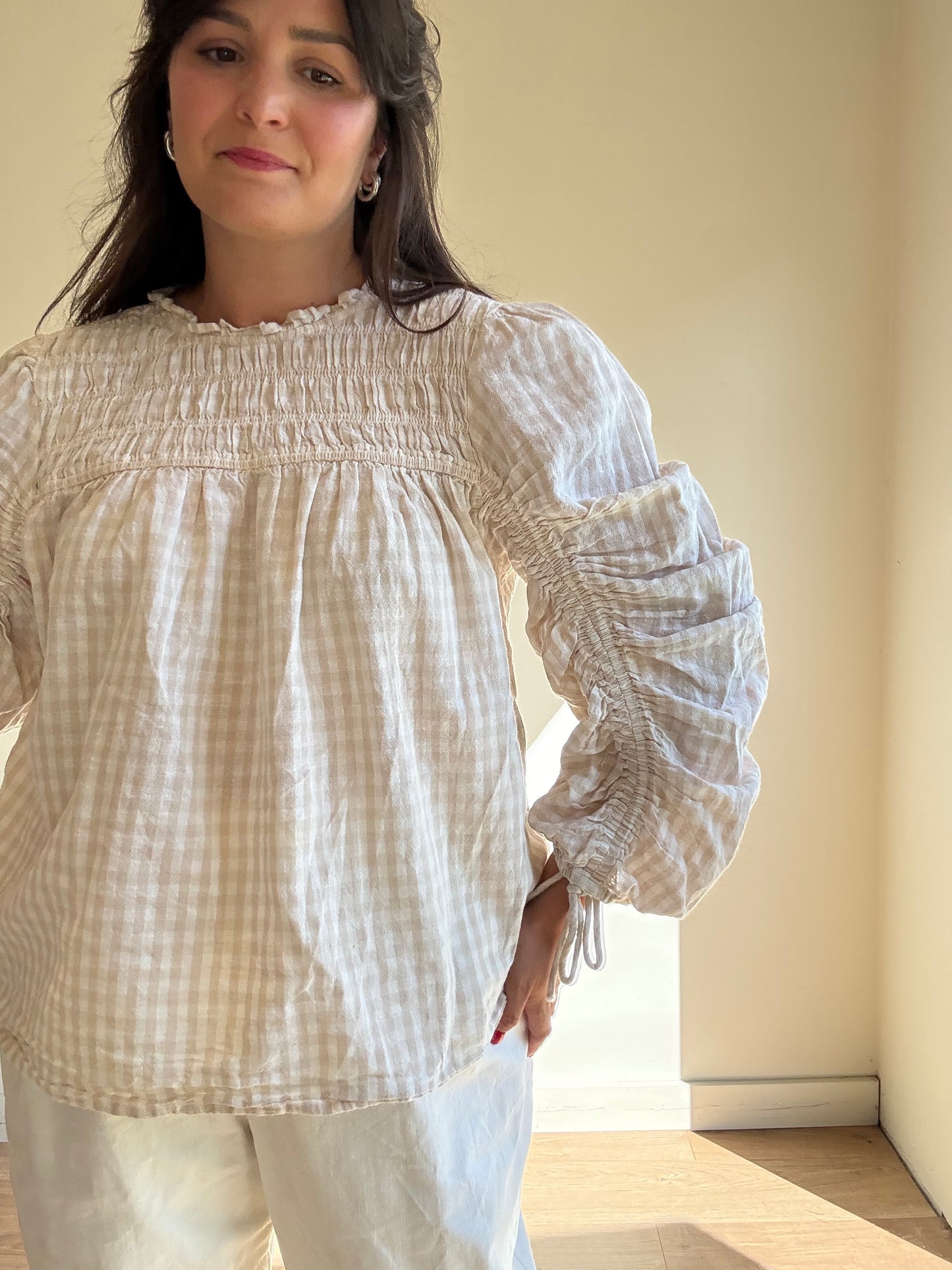 Gingham Cotton Linen Top, 12-14