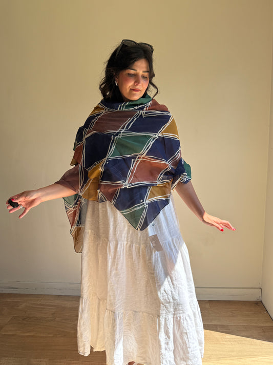 Vintage Liberty Printed Cotton Scarf / Cover-up, One Size