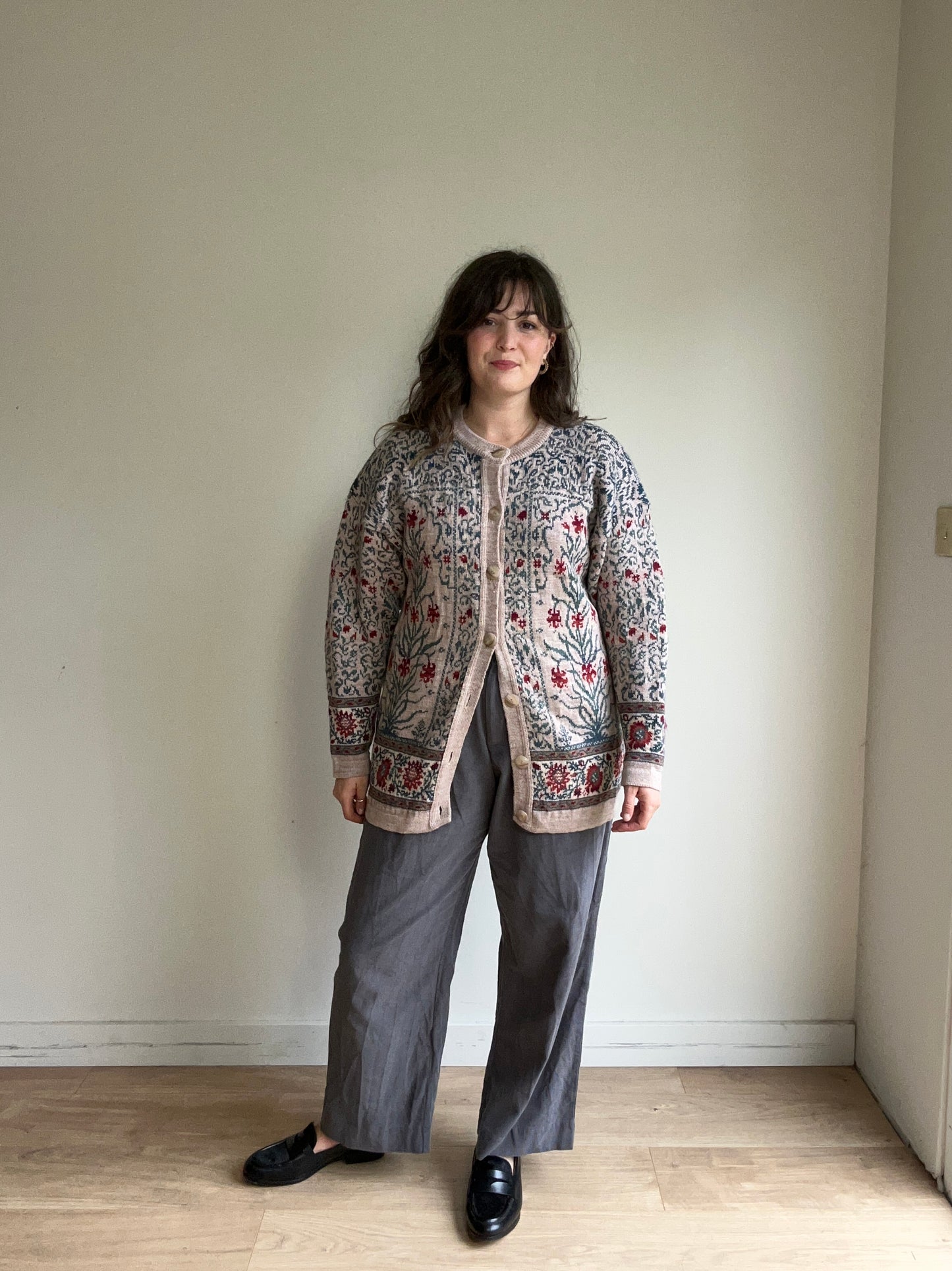 Vintage Pure Wool Tapestry Cardigan, XL