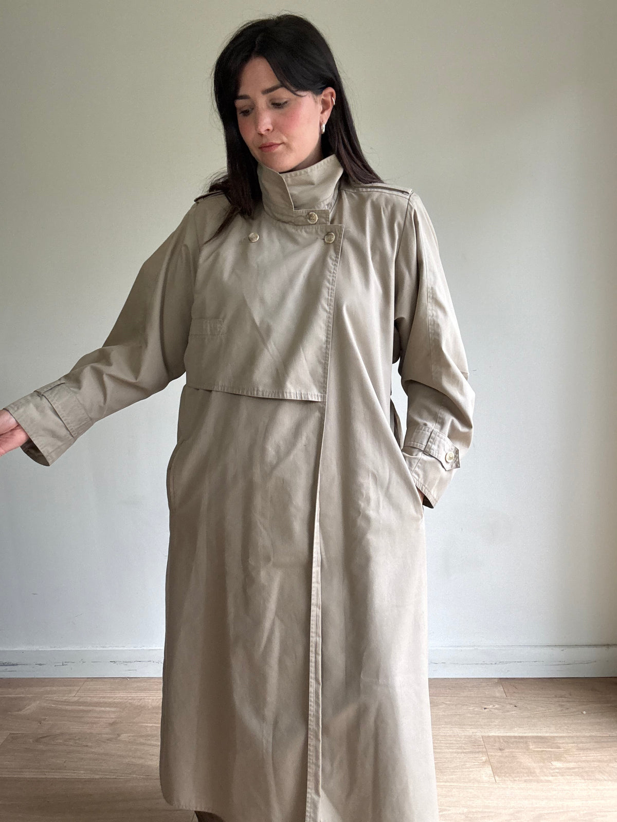 Vintage Wallis Wool Lined Trench Coat, XL