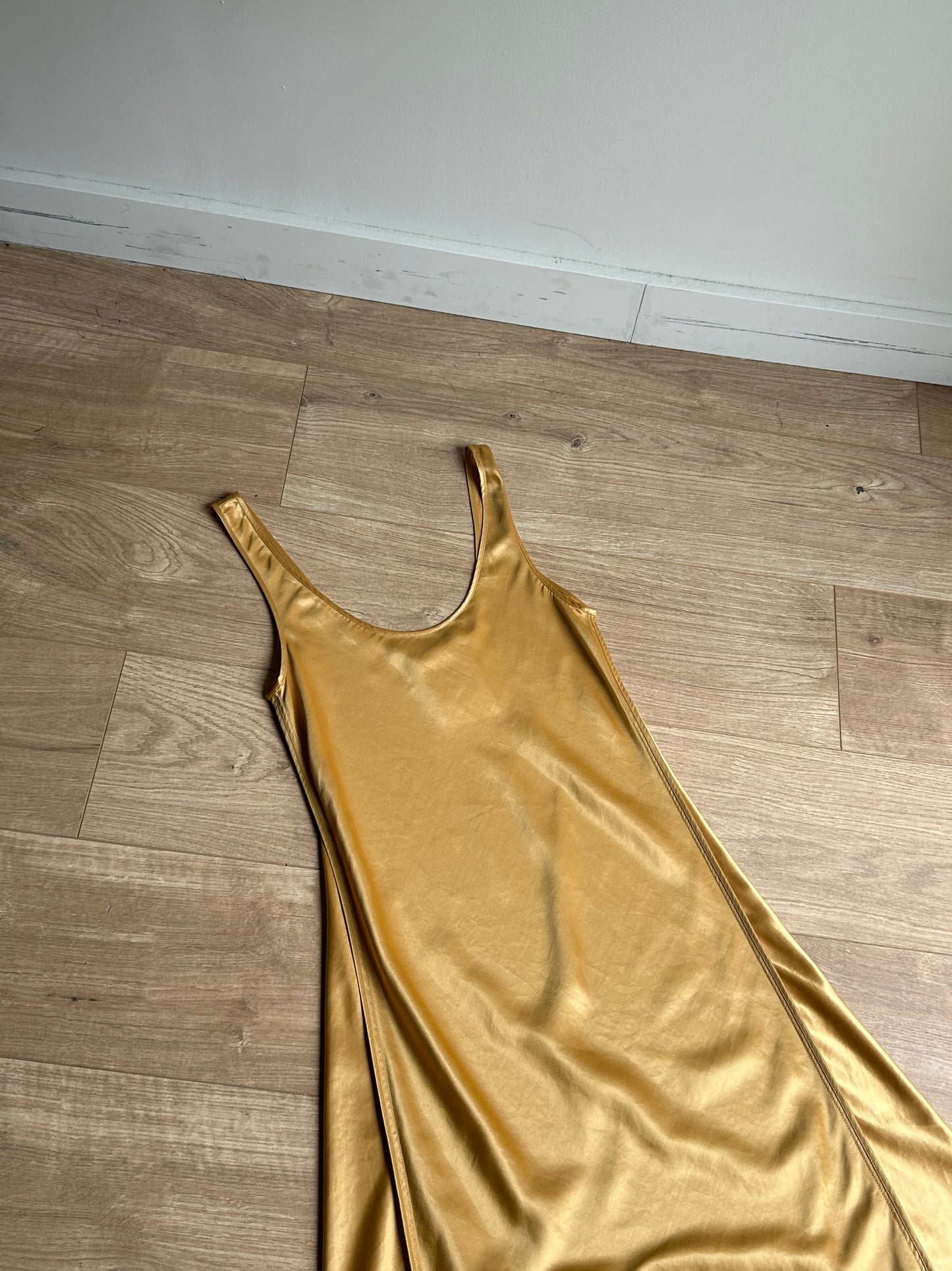 Gold Acne Studios Satin Slip Dress, 34