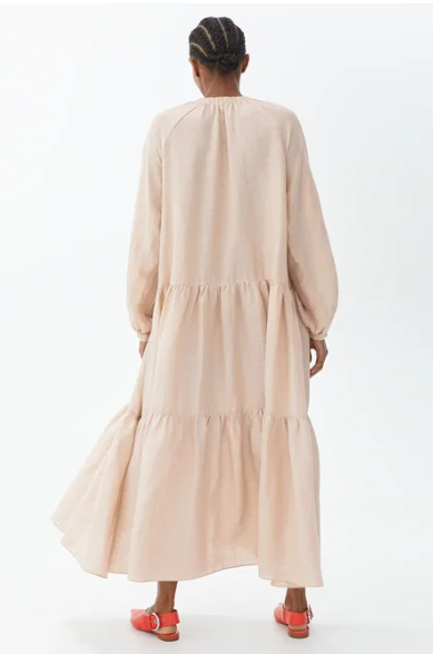 Blush Arket Linen Tiered Floaty Dress, S/M