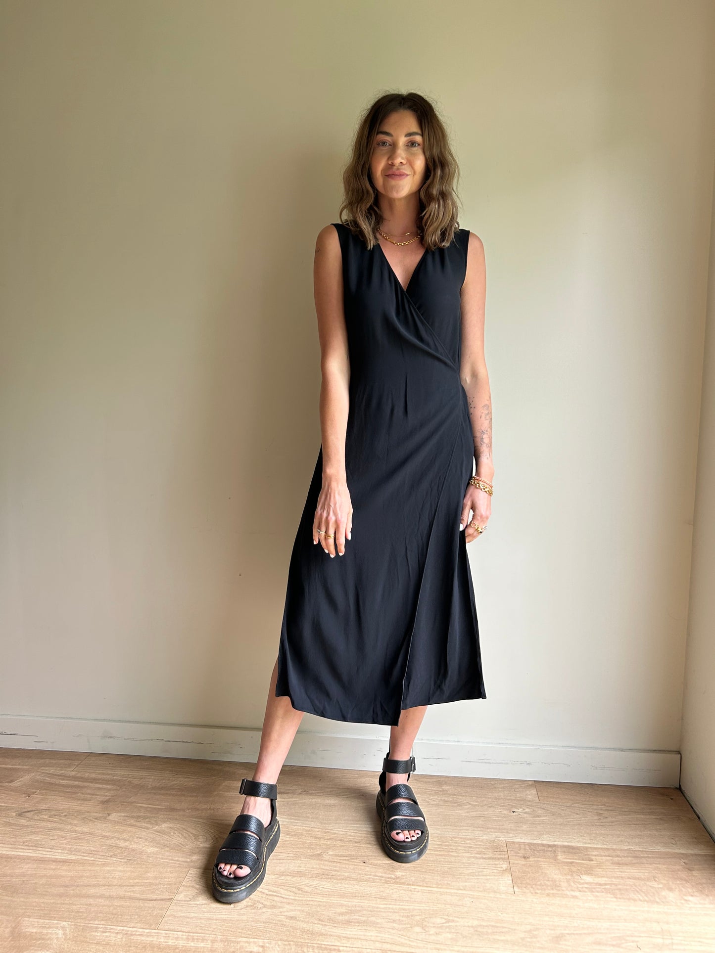 Black Helmut Lang Wrap Dress, XS