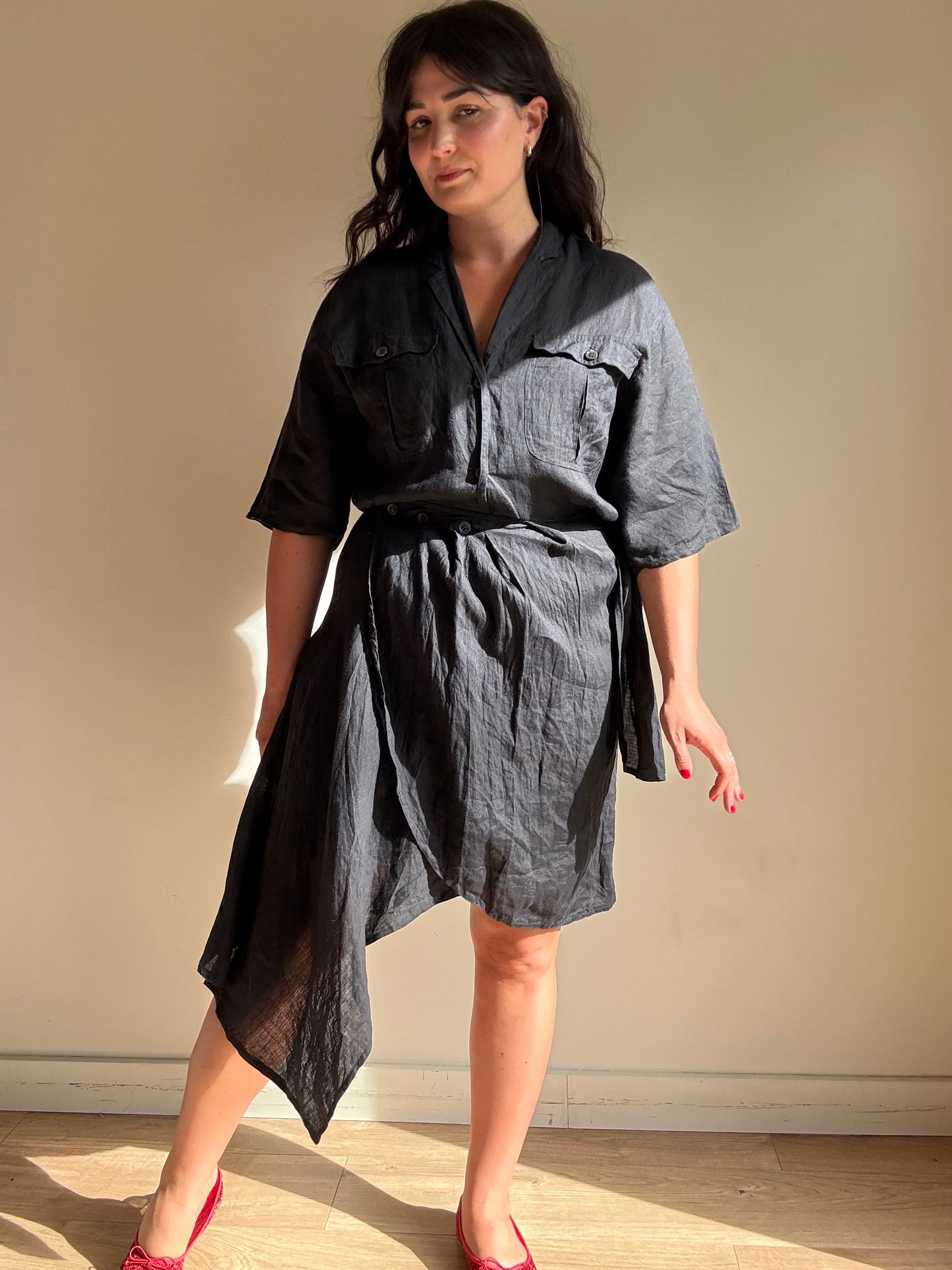 Vintage Max Mara Linen Button Up Dress, 12-14