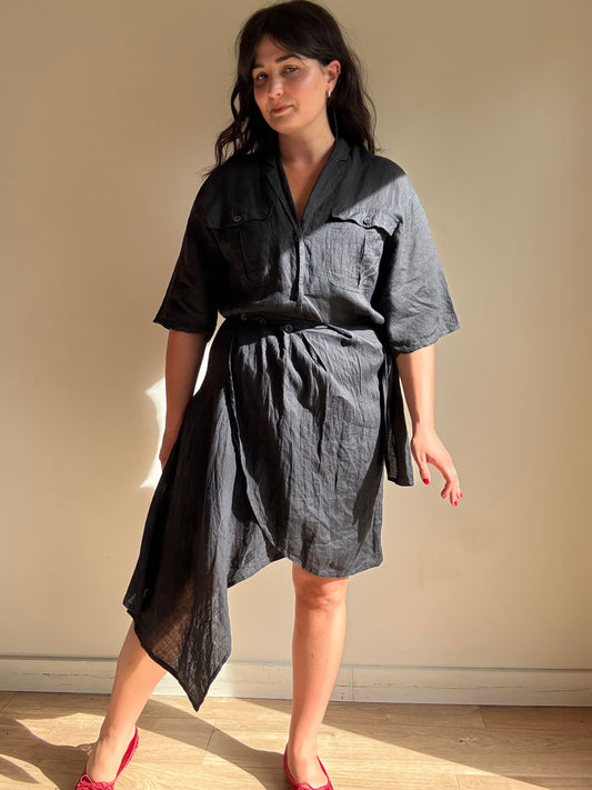 Vintage Max Mara Linen Button Up Dress, 12-14