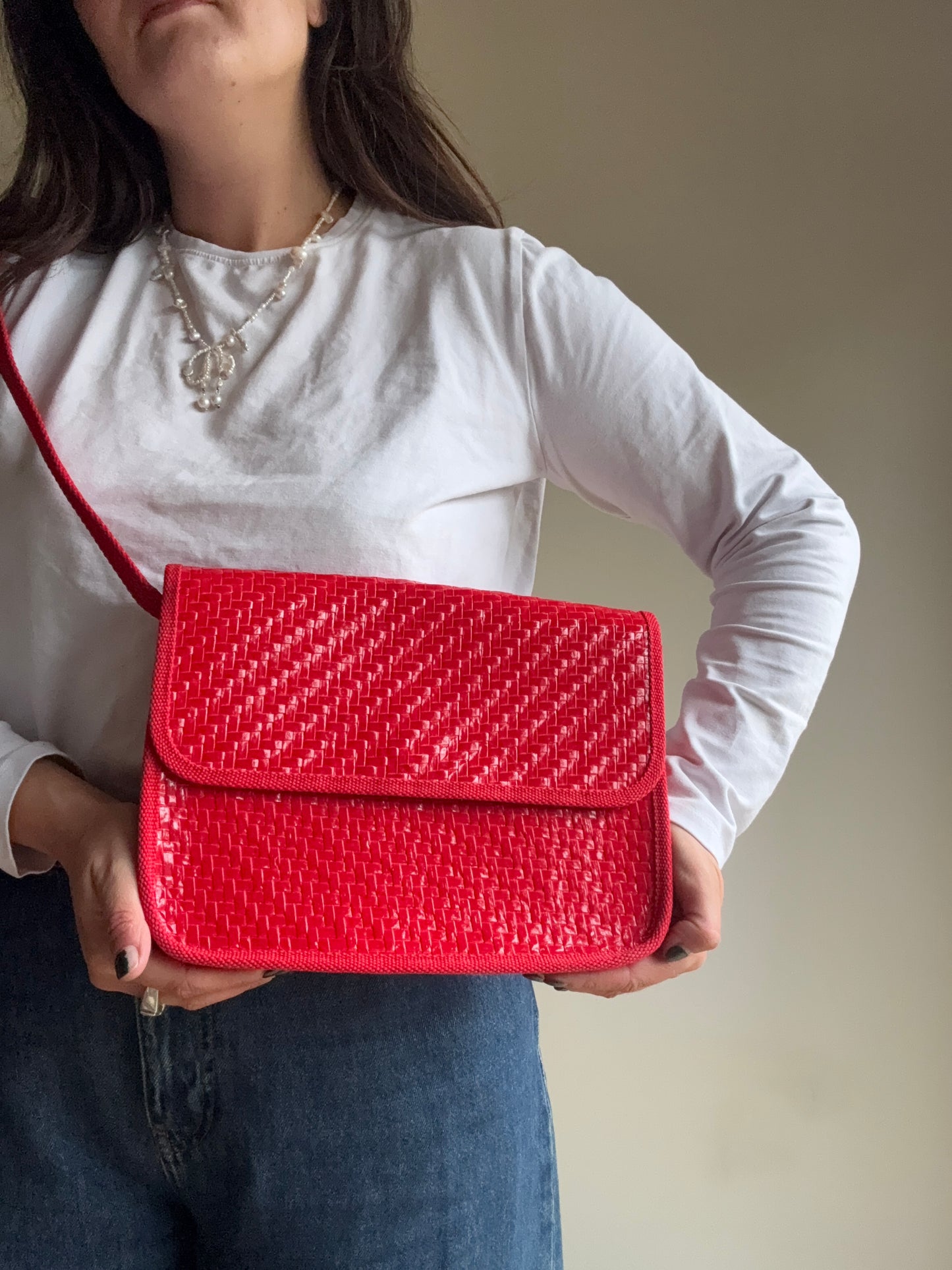 Vintage Woven Italian Crossbody Bag, O/S