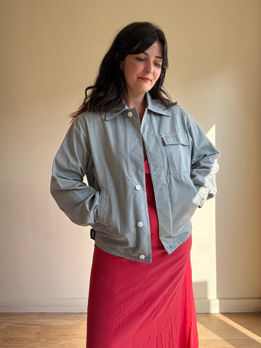 French Workwear Cotton Button Up Jacket, L
