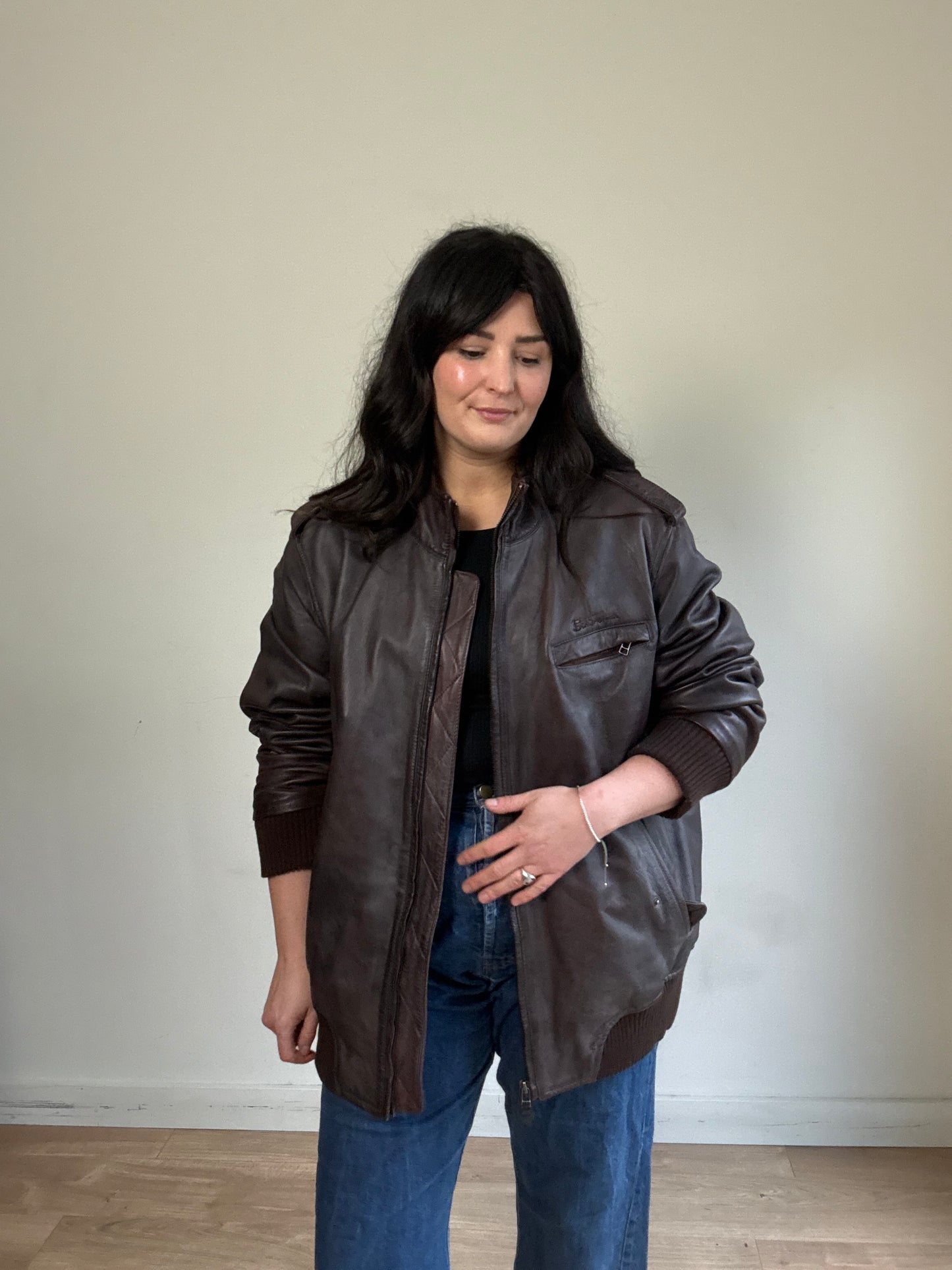 Vintage Ben Sherman Leather Bomber Jacket, XL