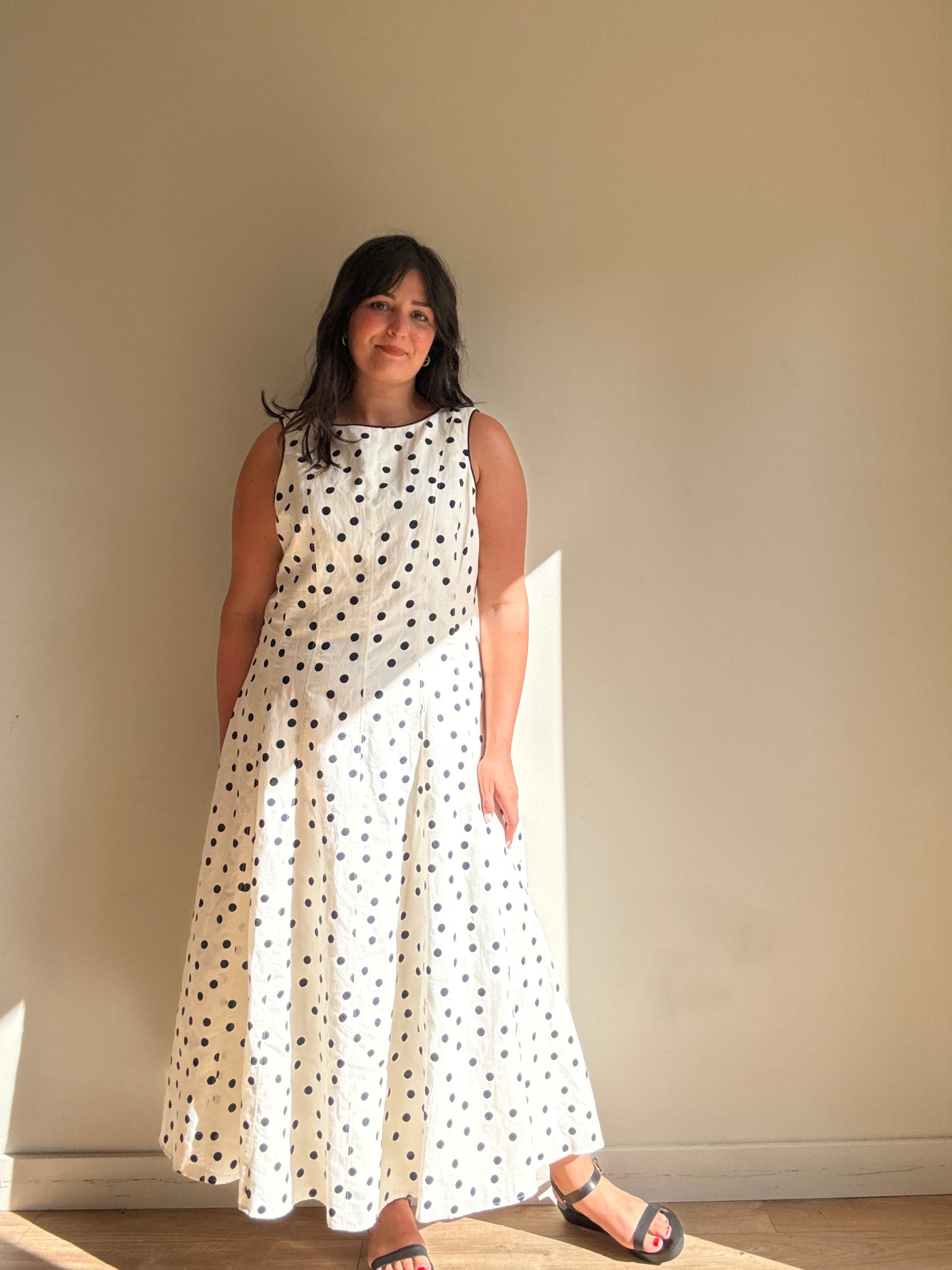 NEW Boden Linen & Cotton Polka Dot Dress, 16R