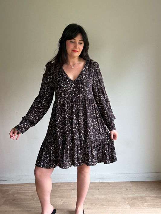 Sezane Ditsy Floral Tiered Dress, 14