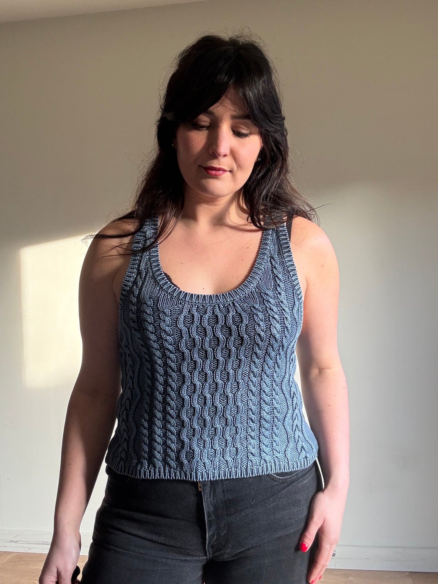 Free People Cotton Cable Knit Vest, S