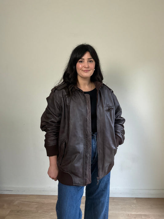 Vintage Ben Sherman Leather Bomber Jacket, XL