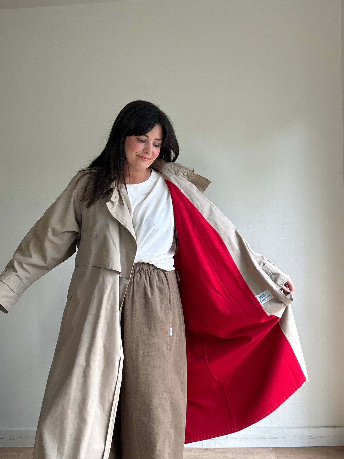 Vintage Wallis Wool Lined Trench Coat, XL