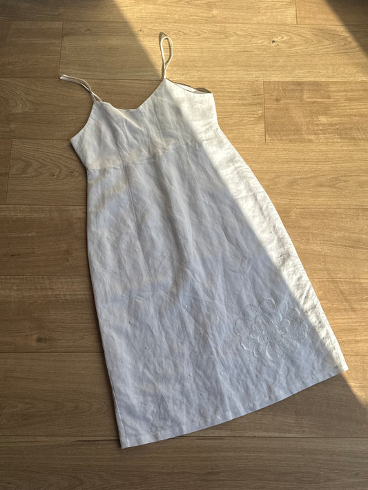 Vintage Sherry Taylor Ramie Embroidered Sundress, M