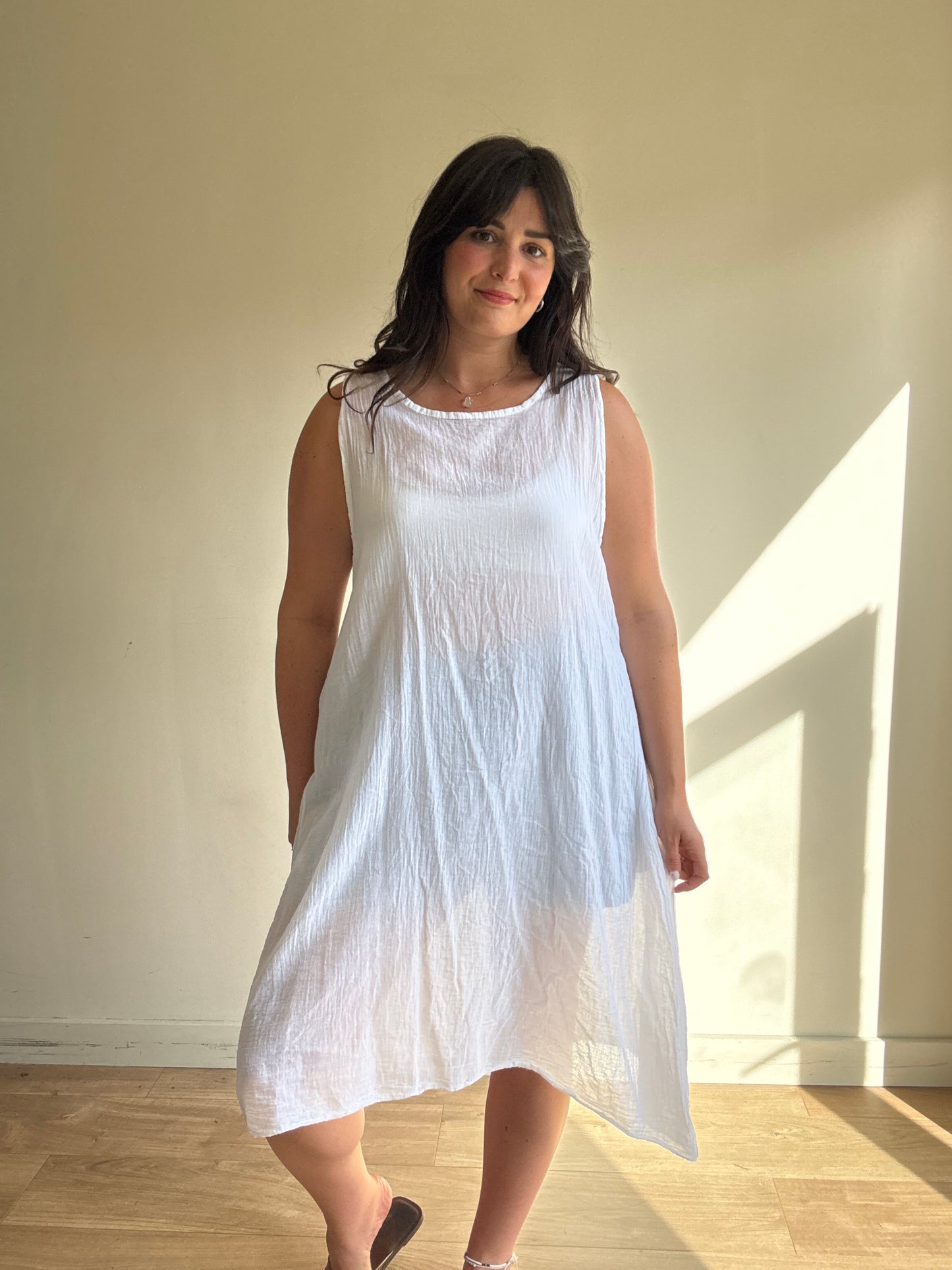 Italian Lightweight Cotton Gauze Dress, One Size