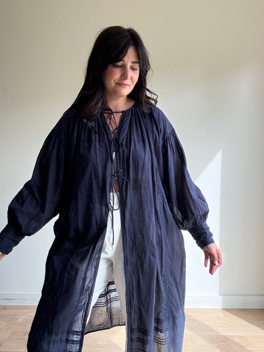 Beams Boys Tie Up Embroidered Duster - Size M/L