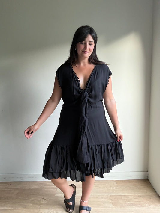 90’s Jaeger Tie Trim Dress, L