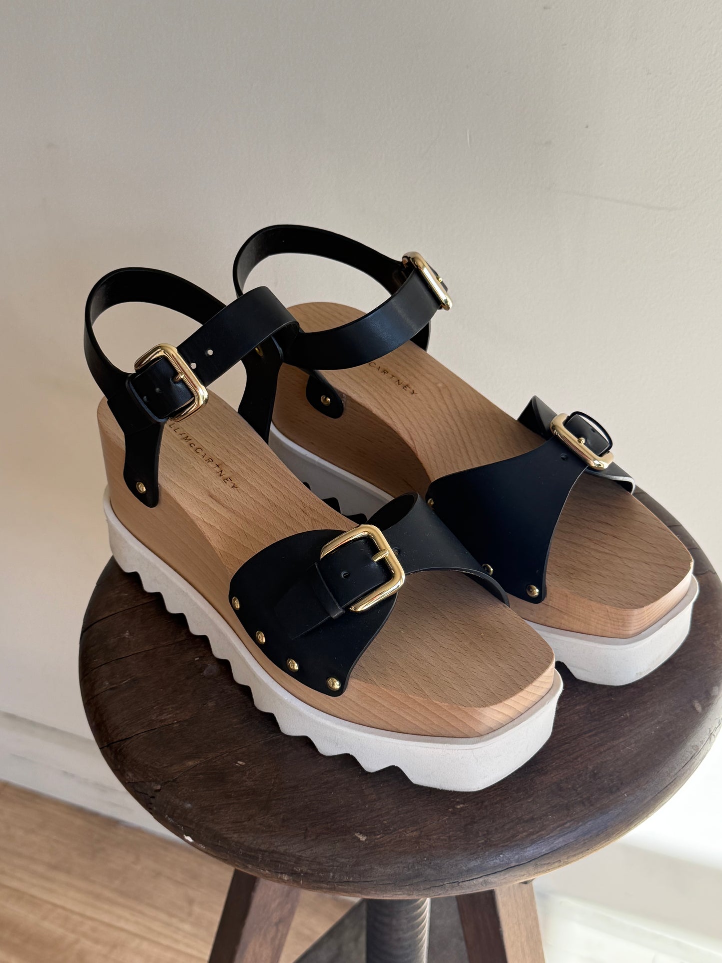 Stella McCartney Wooden Wedge Sandal, 39