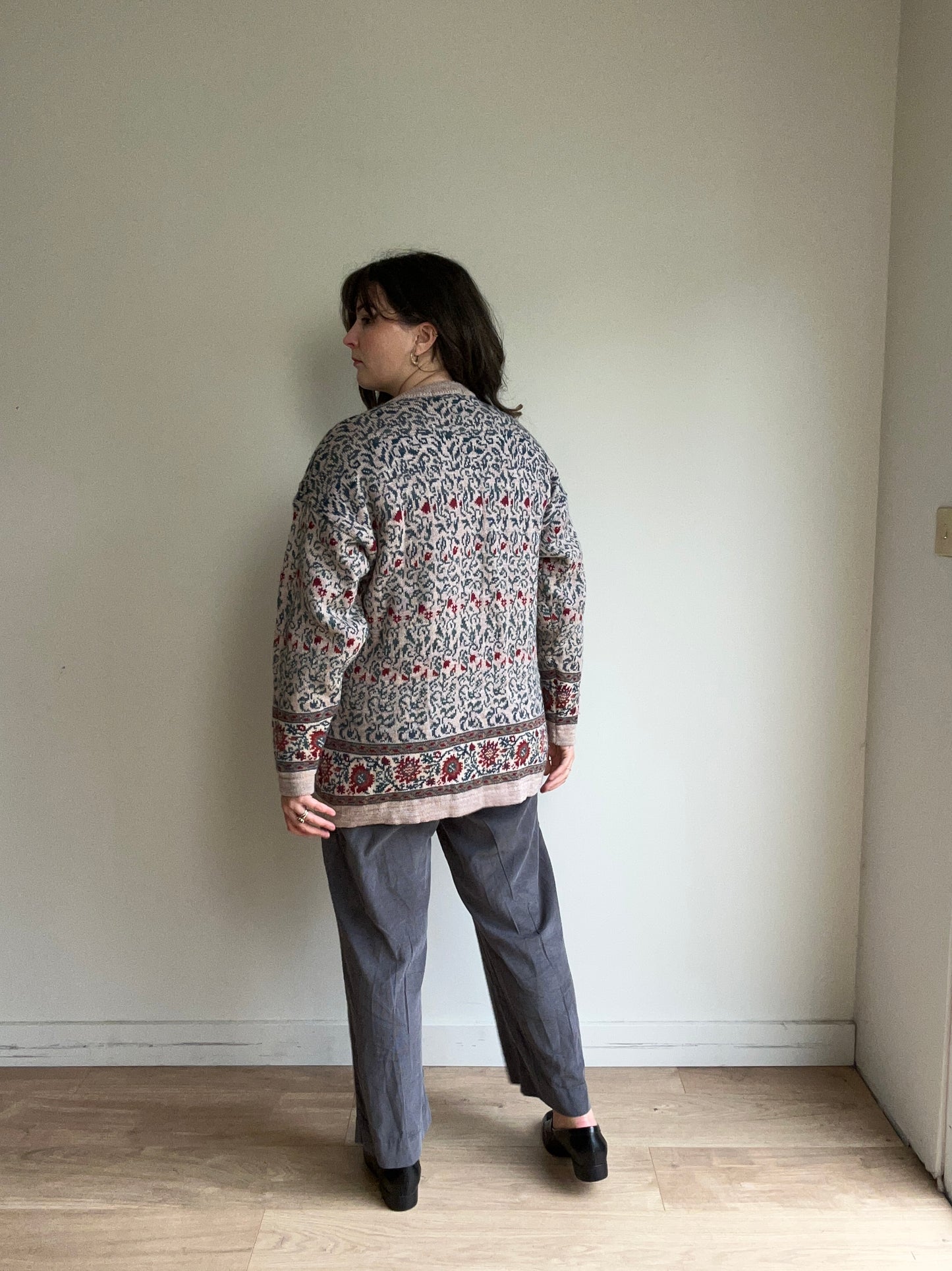 Vintage Pure Wool Tapestry Cardigan, XL