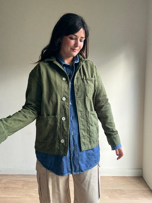 Green Zara Cotton Casual Jacket, S