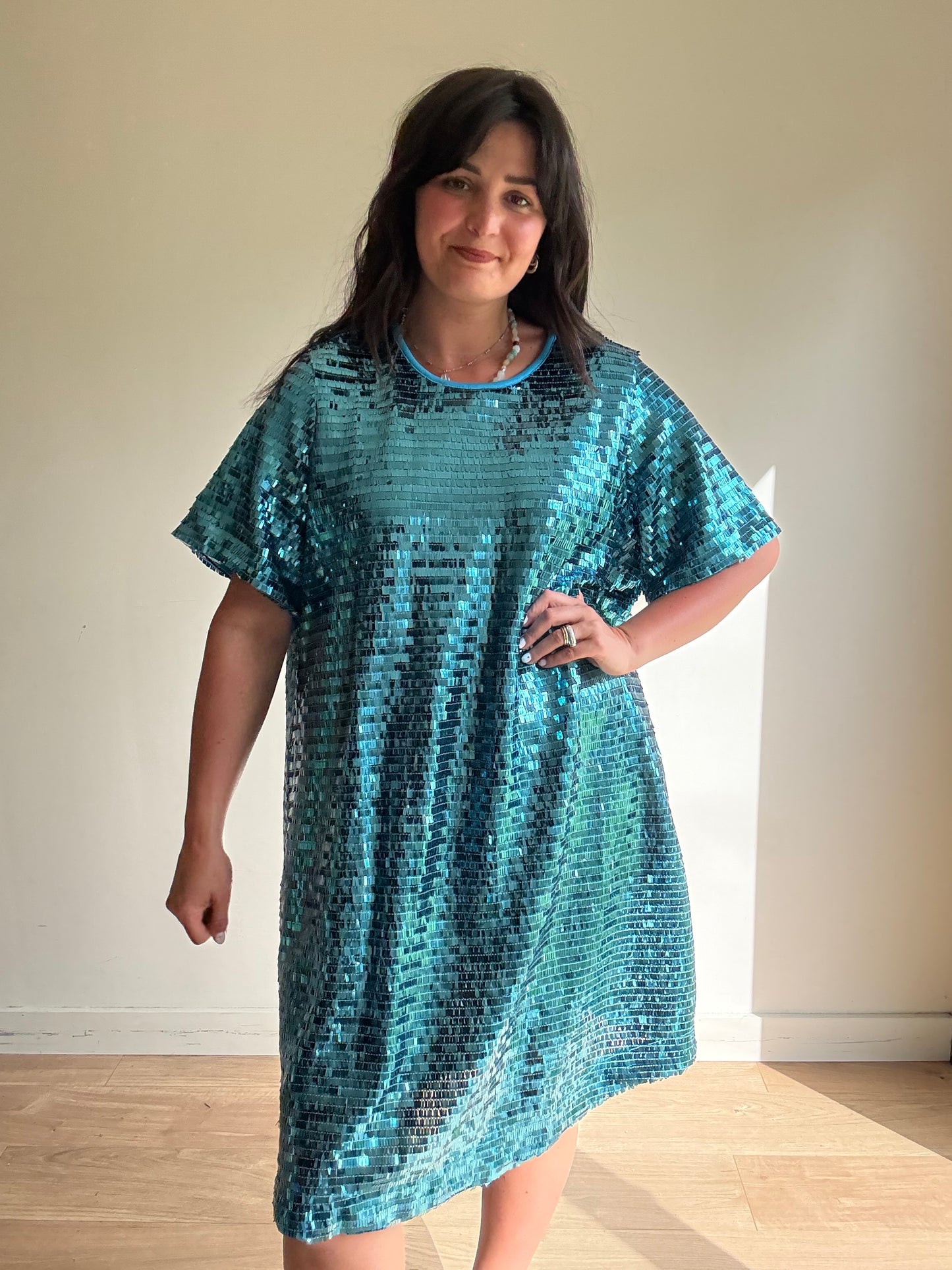 Sequin T-Shirt Dress, XL-XXL