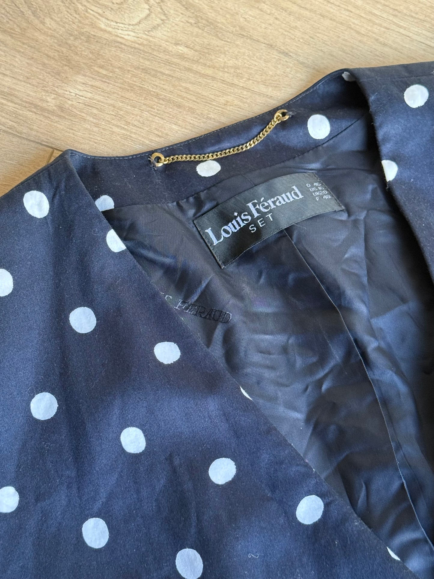 Louis Féraud Vintage French Polka Dot Blazer, XL